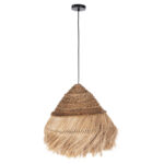 CEILING PENDANT ROUND PYRAMID CAP MADE OF ABACA FIBERS IN NATURAL COLOR Φ50x35-120Hcm.HM7762