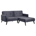 Sofa Corner Bed Livia HM3151.01 Velvet Grey with Footstep 211x158x83cm