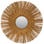 WALL MIRROR ROUND WITH MENDONG GRASS FRAME IN GOLD COLOR Φ65cm.HM7801