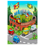 SERIES KIDDER HM7678.13 80Χ150cm, kids rug with various means of transport, fringes
