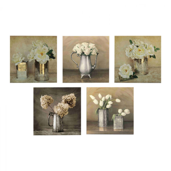 CANVAS FIVE PIECES MDF ROMANTIC FLOWERS HM7205.02 75X0,3X15 cm