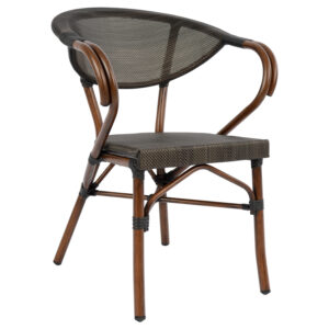Armchair Aluminum Bamboo Look Brown with textline HM5025 60,5x59x81 cm