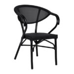 Aluminum Armchiar Bamboo Look Black with textline HM5025.02 59x60x82 cm