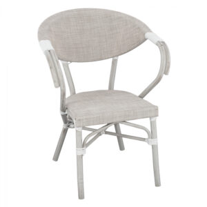 Armchair aluminum Bamboo Look Grey Patina with textline HM5108 57x57x83cm