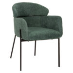 ARMCHAIR WOLF HM8583.03 PETROL GREEN BOUCLE FABRIC-BLACK METAL LEGS 58x58x80Hcm.