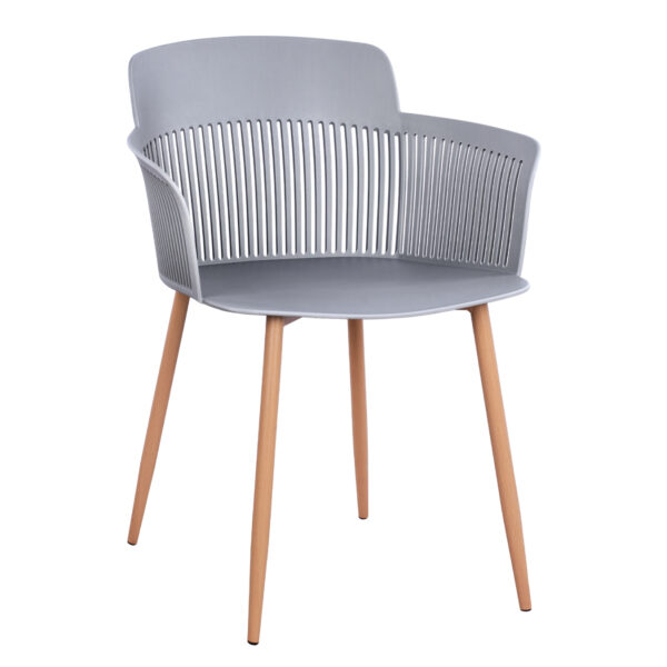 Polypropylene Armchair Nena HM8514.10 Grey with Metallic Legs 61x52x80cm