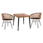 Set 3 pieces Allegra Wicker with Table 80x80x78 Beige & Black color HM10481