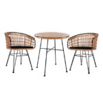 Set 3 pieces Allegra Wicker and Table '70x74 Beige & Black Color HM10474