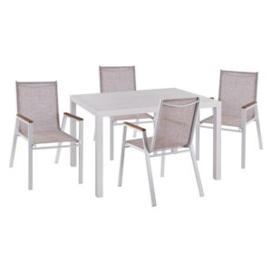 Set 5 pieces aluminum Table 120x80x75.5 White HM10522