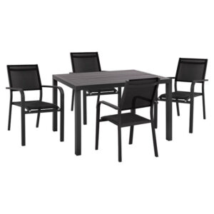 Set 5 pieces Aluminum with Table 120x80x75.5 Grey HM10515