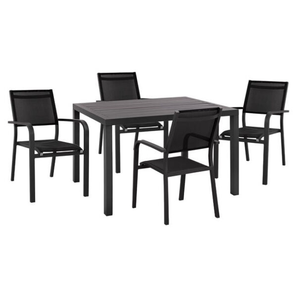 Set 5 pieces Aluminum with Table 120x80x75.5 Grey HM10515