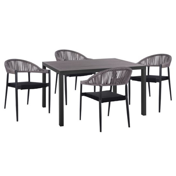 Set 5 pieces Aluminum with Table 140x80x75.5 Grey HM10519