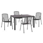 Set 5 pieces with Table 140x80x75.5 aluminum & Metallic chairs Grey color HM10533