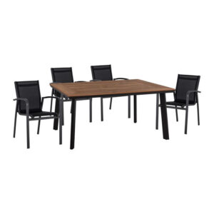 Set 5 pieces Aluminum table & Aluminum armchairs Grey HM10598.02