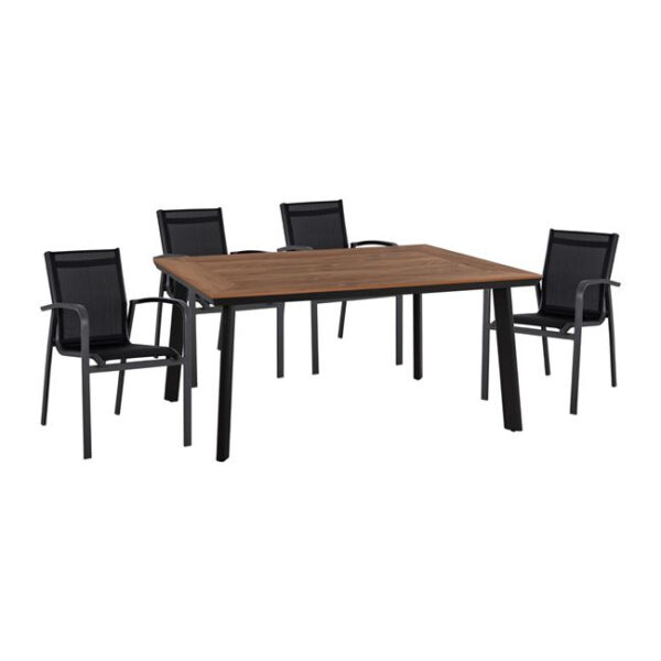Set 5 pieces Aluminum table & Aluminum armchairs Grey HM10598.02