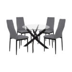 Set 5 pieces Table black & chairs lady grey metallic legs HM11071 42,5x53x95 cm