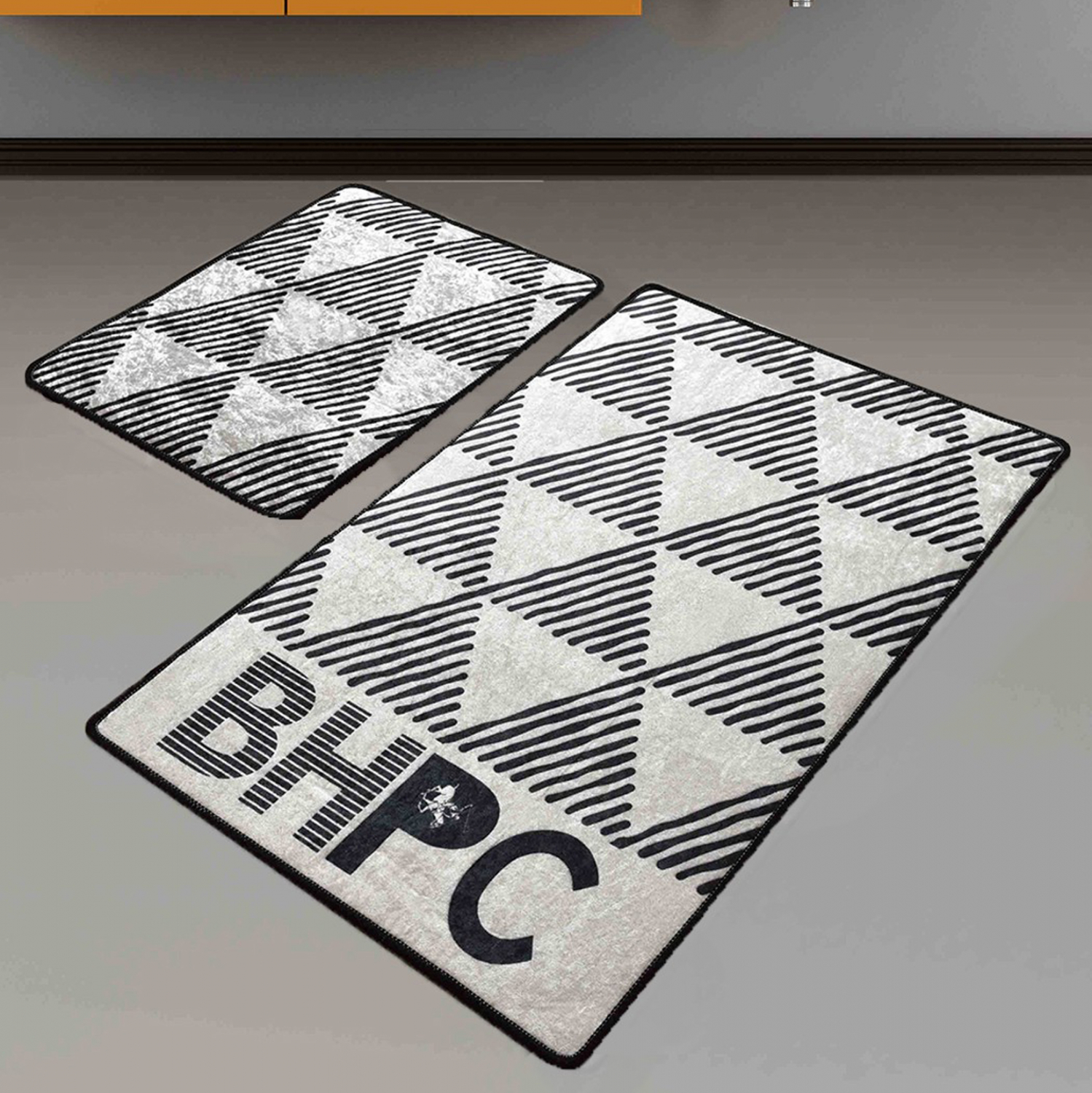 BATH MAT SET BEVERLY HILLS POLO CLUB ΗΜ12123 BLACK ECU 100x60 cm