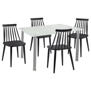 DINING SET 5PCS HM11909 TABLE 120x70cm. & 4 BLACK CHAIRS