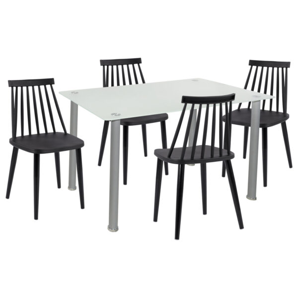 DINING SET 5PCS HM11909 TABLE 120x70cm. & 4 BLACK CHAIRS