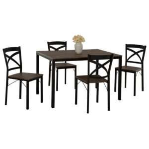 DINING SET GOOSE 5PCS HM9530.01 MDF IN WALNUT-METAL IN BLACK 120x80x75Hcm.