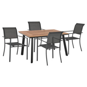 OUTDOOR DINING SET HM11810 5PCS TABLE POLYWOOD 120Χ80 & ALUMINUM ARMCHAIRS GREY TEXTLINE