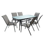 Set Dining Table 7 pieces 160x90 Bruno & 6 Leon Armchair HM5206.01
