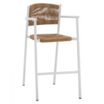 ALUMINUM STOOL WHITE WITH ROPE BEIGE HM5785.01 56x59x107 cm.