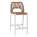 STOOL MEDIUM HEIGHT HM5920.01 WHITE ALUMINUM WITH SYNTHETIC RATTAN BEIGE 46x58x95Hcm.