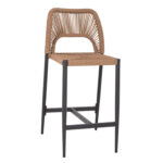 STOOL MEDIUM HEIGHT HM5920.02 DARK GREY ALUMINUM WITH SYNTHETIC RATTAN BEIGE 46x58x95Hcm.