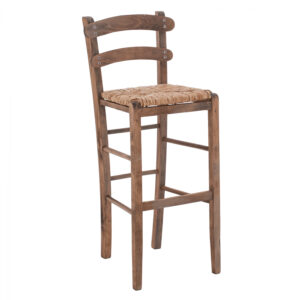 Traditional Stool with straw Walnut color HM10372.01