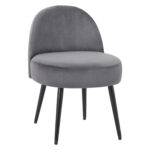 Stool with back Yasmine from grey velvet & black legs HM8395.11 47x43x65cm