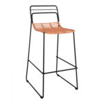 Metallic Stool Allegra HM5642 with Wicker in Beige color 48x53x100 cm