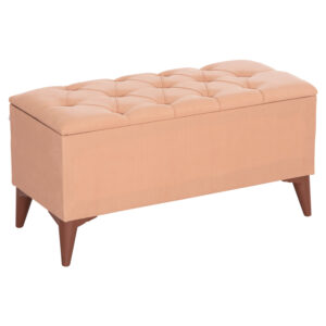 LONG STOOL-TRUNK STROL HM9261.03 BEIGE FABRIC QUILTED SEAT