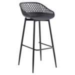 BAR STOOL HM8686.12 BLACK POLYPROPYLENE AND BLACK METAL LEGS 45x45x97Hcm.