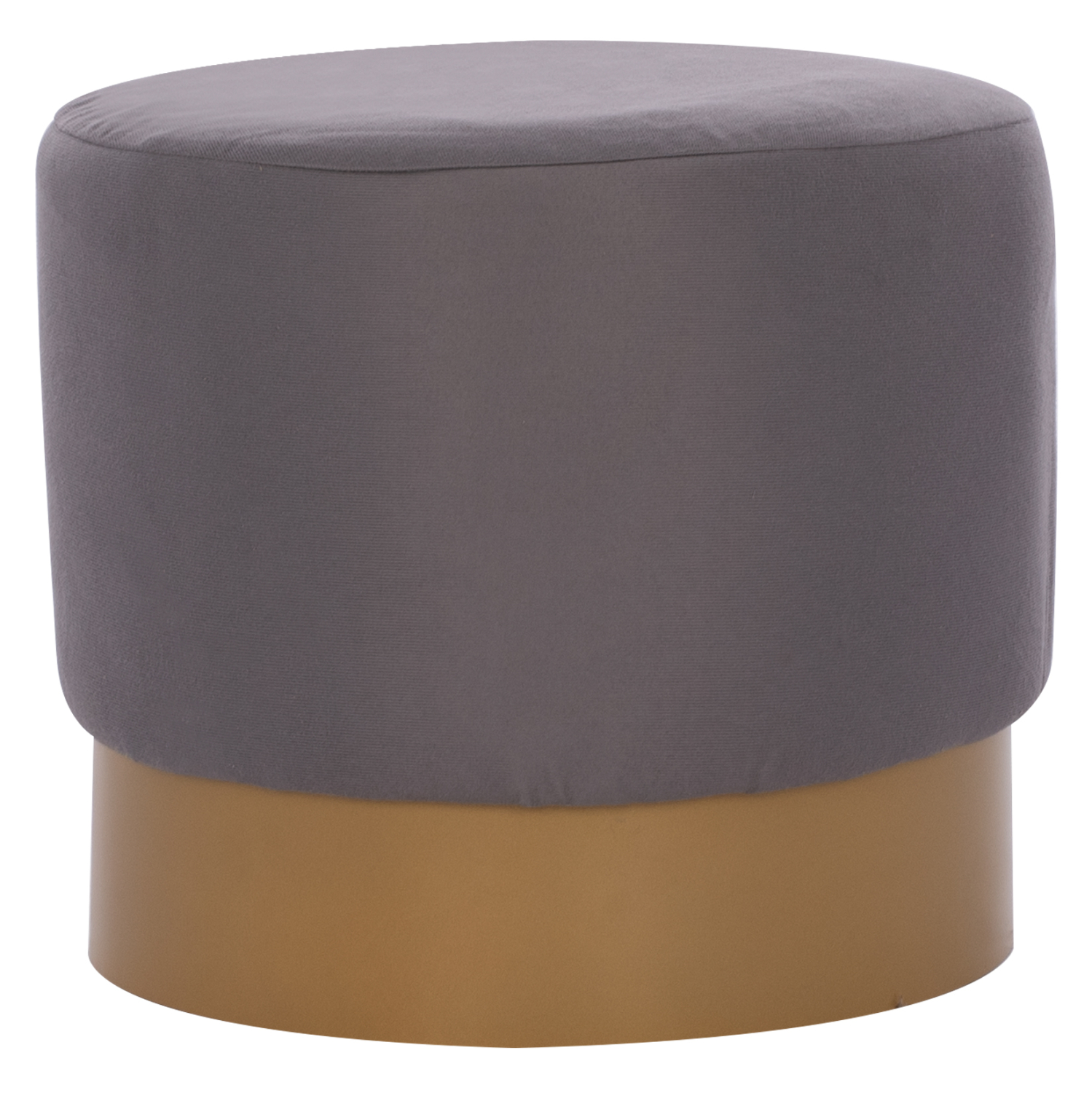 ROUND POUF/STOOL HM9260.01 GREY FABRIC, GOLD ROUND BASE