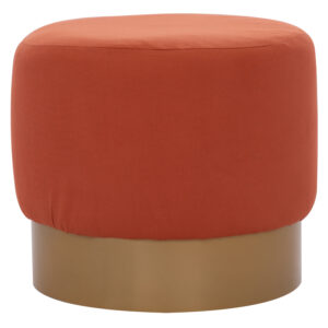 ROUND POUF/STOOL HM9260.02 CORAL FABRIC, GOLD ROUND BASEBASE