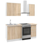 KITCHEN COMPOSITION MELAMINE SONOMA OAK KAI BEIGE MARBLE COUNTERTOP 120x47x84,8Υεκ.HM2466.11