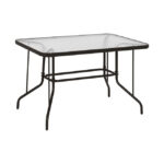 OUTDOOR METALLIC TABLE BROWN HM5679.02 BROWN WITH REINFORCED GLASS TOP 120Χ70Χ71Hcm.