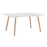 Kitchen Table HM8697.01 Minimal, White MDF, legs BEECH, 160x90x74