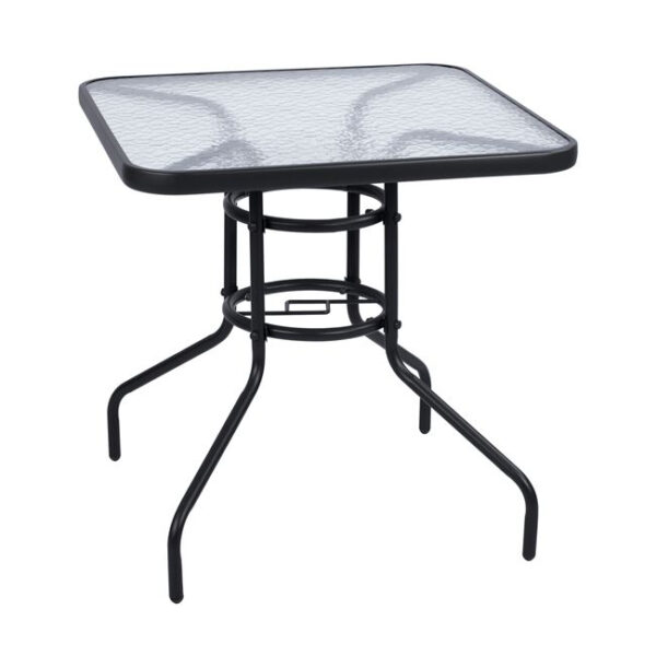 OUTDOOR TABLE SQUARE FIGO HM5036.01 GREY METAL-GLASS TABLETOP 70Χ70Χ72Hcm