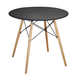 DINING TABLE ROUND MINIMAL HM0059.02 MDF IN BLACK COLOR-BEECH WOOD LEGS IN NATURAL Φ80Χ72Hcm.