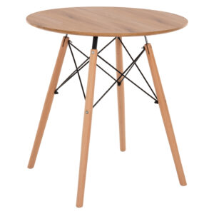 DINING TABLE ROUND MINIMAL HM0059.04 MDF IN NATURAL COLOR-BEECH WOOD LEGS IN NATURAL Φ80Χ72Hcm.