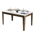 DINING TABLE STANDARD HM9507.02 MELAMINE WALNUT-WHITE WITH STORAGE SPACE 145x88x75Hcm.