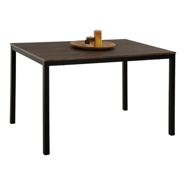DINING TABLE GOOSE HM9532 WALNUT MDF-BLACK METAL LEGS 120X80Χ75Hcm.
