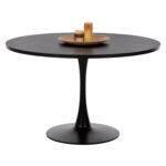 ROUND DINING TABLE ROLLO HM9422.02 MELAMINE IN BLACK MARBLE METAL LEG Φ120x74Hcm.
