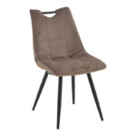 Nely chair pakoworld brown velvet with black leg 47x61x85cm