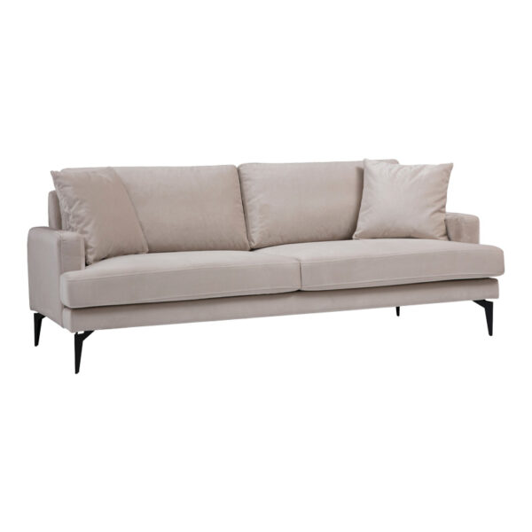 2-seater sofa Fortune pakoworld velvet beige-black 175x90x88cm