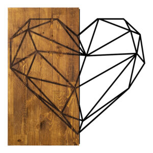 Wall deco Helie pakoworld pine wood in natural color and black metal 58x3x58cm