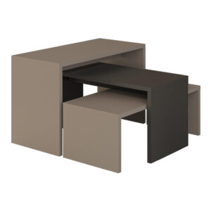 Kantar pakoworld coffee tables set of 3 in anthracite - mocha color 65x30x39cm