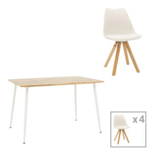 Dining table Cuba-Caron pakoworld set of 5 pieces sonoma-white 120x80x75cm